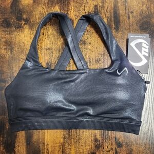 New TLF Diamond 2.0 Sports Bra Black Chrome Metallic Size Small